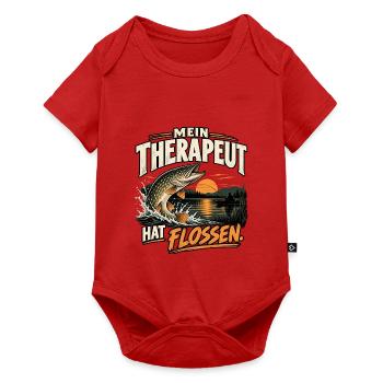 Mein Therapeut hat Flossen – Angler Geschenk - Baby Premium Kurzarmbody - Rot - Vorne