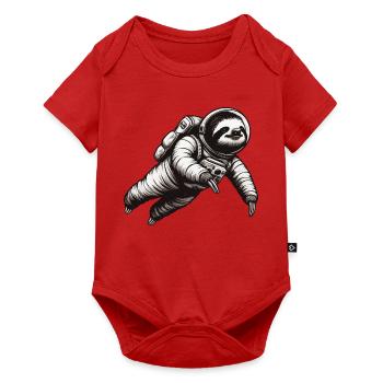 Faultier als Astronaut – Schwarz-Weiß - Baby Premium Kurzarmbody - Rot - Vorne