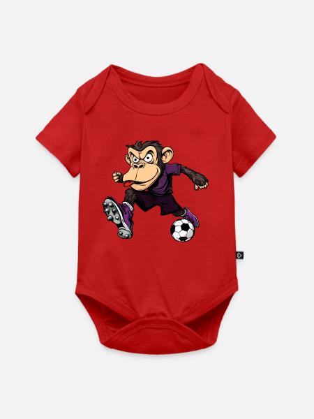 Affen Fussball / Fussballer Affe - Baby Premium Kurzarmbody - Rot
