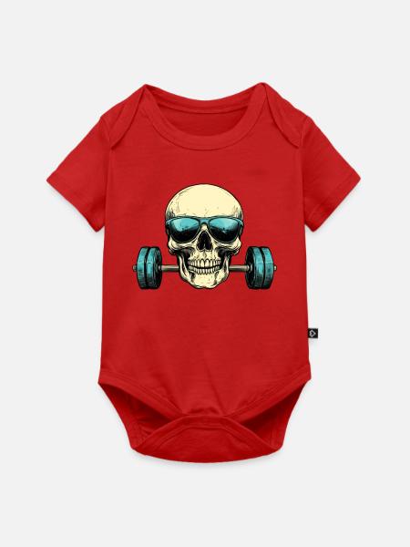 Totenkopf Sonnenbrille Hantel - Baby Premium Kurzarmbody - Rot