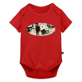 Red Admiral Butterfly auf Asters - Baby Premium Kurzarmbody - Rot - Vorne