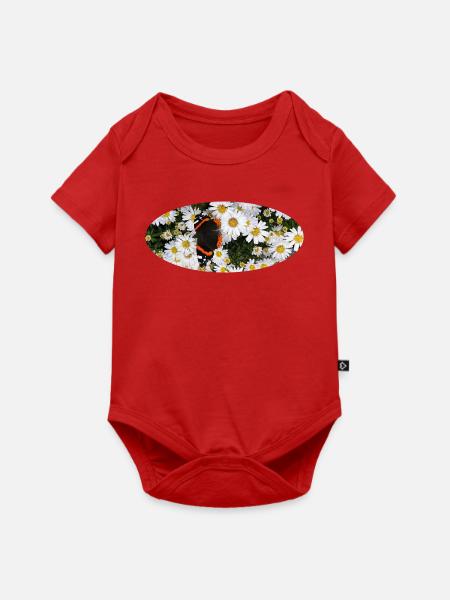 Red Admiral Butterfly auf Asters - Baby Premium Kurzarmbody - Rot