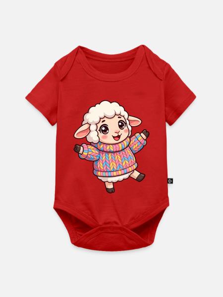 Farbenfrohes Wollschaf - Baby Premium Kurzarmbody - Rot