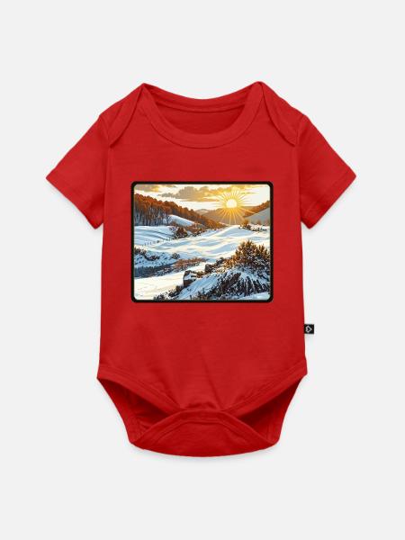 Wintersonnenaufgang in den Bergen - Baby Premium Kurzarmbody - Rot