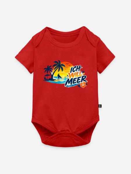 Tropischer_Sonnenuntergang_mit_ICH_WILL_MEER - Baby Premium Kurzarmbody - Rot