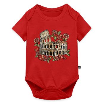 Kolosseum und geometrische Rosen - Baby Premium Kurzarmbody - Rot - Vorne