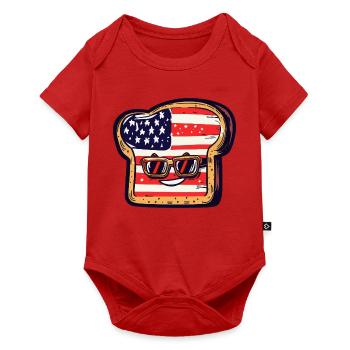 Toast mit USA-Flagge und Sonnenbrille - Baby Premium Kurzarmbody - Rot - Vorne