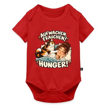 Aufwachen Frauchen Hunger Katze - Baby Premium Kurzarmbody - Rot - Vorne