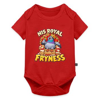 Taube auf Pommes Thron mit His Royal Fryness - Baby Premium Kurzarmbody - Rot - Vorne