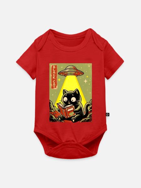 Leseabend unter UFO Lichtkatze - Baby Premium Kurzarmbody - Rot
