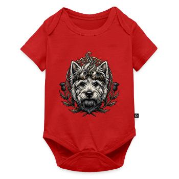 Steampunk-Hund mit Brille und keltischem Knoten - Baby Premium Kurzarmbody - Rot - Vorne