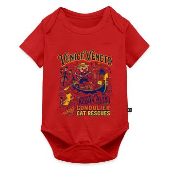 Venice Veneto Gondolier Cat Rescues Acqua Alta - Baby Premium Kurzarmbody - Rot - Vorne