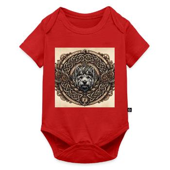 Steampunk-Hund keltische Knoten - Baby Premium Kurzarmbody - Rot - Vorne