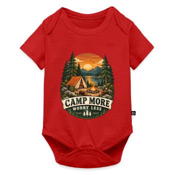 Camp More Worry Less Camping Szene - Baby Premium Kurzarmbody - Rot - Vorne