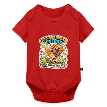 Golden Retriever Energie Print - Baby Premium Kurzarmbody - Rot - Vorne