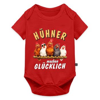 HÜHNER machen GLÜCKLICH - Baby Premium Kurzarmbody - Rot - Vorne