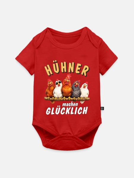 HÜHNER machen GLÜCKLICH - Baby Premium Kurzarmbody - Rot