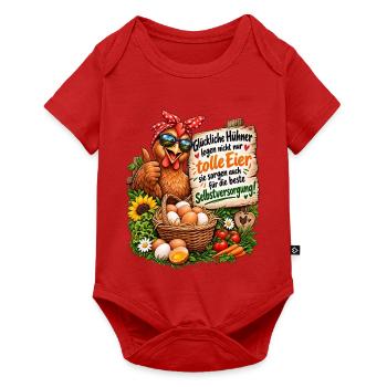 Hühner frische Eier und Selbstversorgung ist Glück - Baby Premium Kurzarmbody - Rot - Vorne