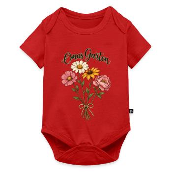 Omas Garten Shirt personalisierbar mit dem Namen  - Baby Premium Kurzarmbody - Rot - Vorne