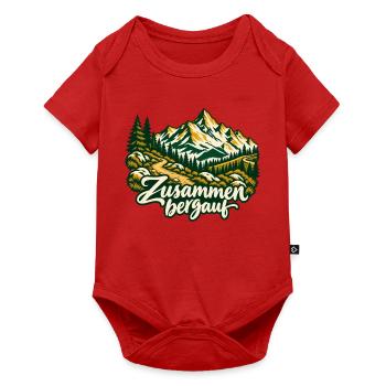 Zusammen bergauf Wanderpartner mit Bergpanorama - Baby Premium Kurzarmbody - Rot - Vorne
