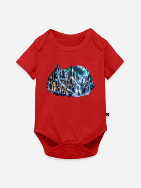 MELVIG – Eisstadt unter Nordlichtern - Baby Premium Kurzarmbody - Rot