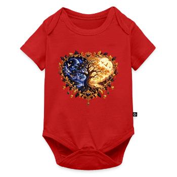 Herzbaum Tag Nacht Harmonie - Baby Premium Kurzarmbody - Rot - Vorne