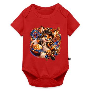 Fuchs DJ Neon Herz Groove - Baby Premium Kurzarmbody - Rot - Vorne