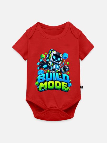 Voxel Build Mode Roboter - Baby Premium Kurzarmbody - Rot