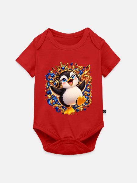 Königlicher Pinguin mit Musikglanz - Baby Premium Kurzarmbody - Rot