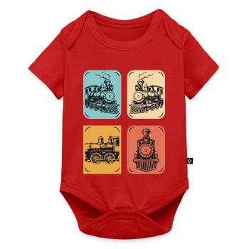 Dampflok Vintage Poster Kollektion - Baby Premium Kurzarmbody - Rot - Vorne