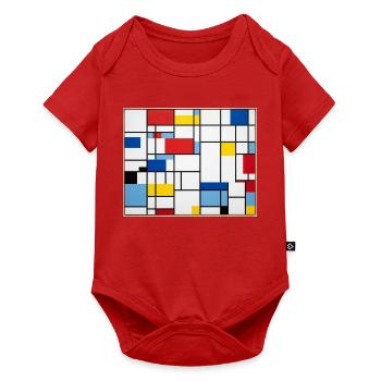 Mondrian Lines Primärfarbenspiel - Baby Premium Kurzarmbody - Rot - Vorne