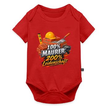 Maurerherz: 100% Maurer, 200% Leidenschaft - Baby Premium Kurzarmbody - Rot - Vorne