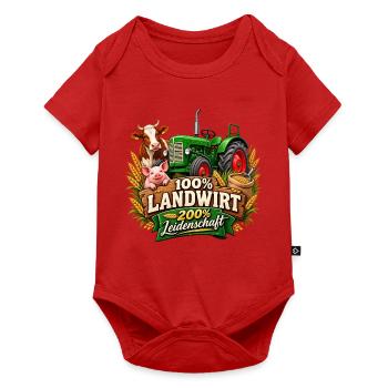 Landwirt Leidenschaft Traktor Design - Baby Premium Kurzarmbody - Rot - Vorne