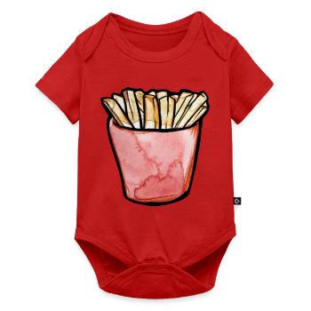 Aquarellpommes frites in Pink Cup - Baby Premium Kurzarmbody - Rot - Vorne