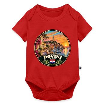 Rovinj Kroatien Hafen Stadt Sonnenuntergang Meer - Baby Premium Kurzarmbody - Rot - Vorne