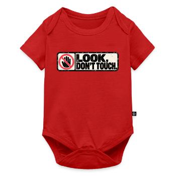 Look, Don't Touch – Retro Warning Design - Baby Premium Kurzarmbody - Rot - Vorne