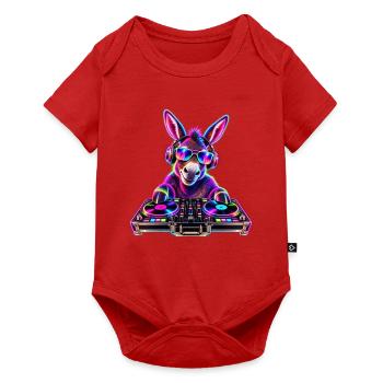 Neon DJ Donkey - Baby Premium Kurzarmbody - Rot - Vorne