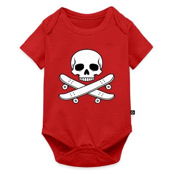 Totenkopf und gekreuzte Skateboards - Baby Premium Kurzarmbody - Rot - Vorne