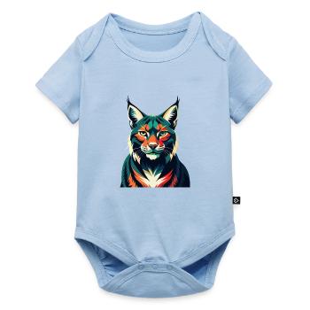 Luchs Zeichentrickfigur Buntes Haustier Tier - Baby Premium Kurzarmbody - Hellblau - Vorne