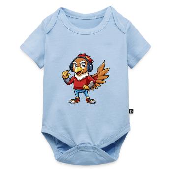 Hawk Funny Cartoon Character Headphone Music - Baby Premium short-sleeve bodysuit - light blue - Front