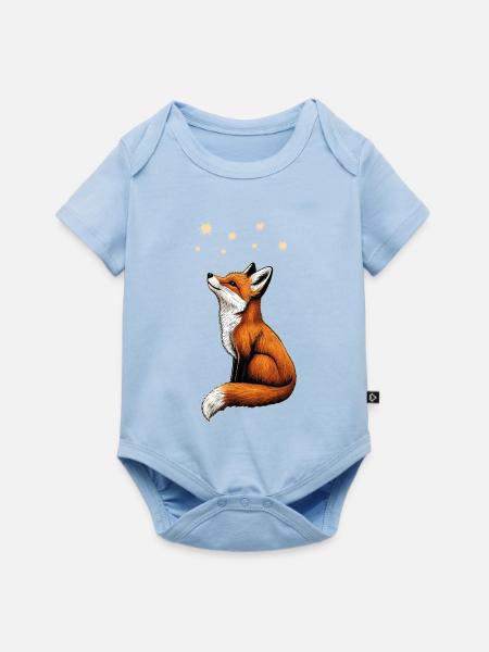 Fuchs Sterne - Baby Premium Kurzarmbody - Hellblau
