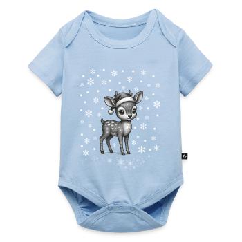 Rentier im Schnee / reindear in snowflakes - Baby Premium Kurzarmbody - Hellblau - Vorne