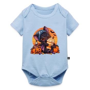 Halloween Fledermaus-Arzt mit Kaffee - Baby Premium Kurzarmbody - Hellblau - Vorne