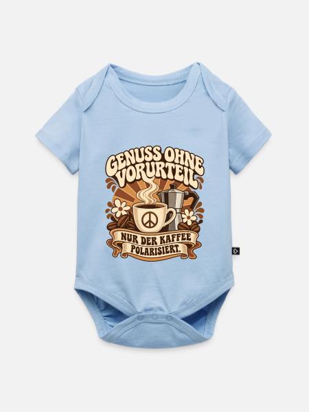 Genuss ohne Vorurteil – Kaffee Statement - Baby Premium Kurzarmbody - Hellblau