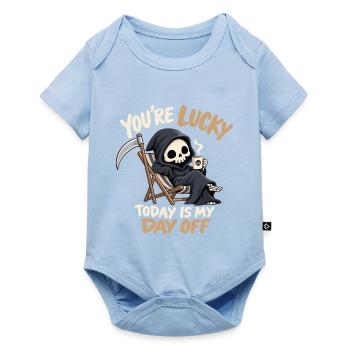 Niedlicher Sensenmann schwarzer Humor - Baby Premium Kurzarmbody - Hellblau - Vorne