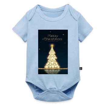 Goldener Weihnachtsbaum, isoliert am Sternenhimmel - Baby Premium Kurzarmbody - Hellblau - Vorne