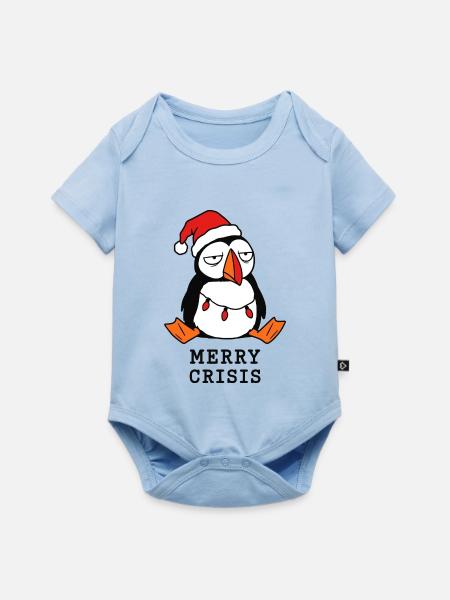 Fröhliche Weihnachtskrise Meme Lustiger Papageientaucher - Baby Premium Kurzarmbody - Hellblau