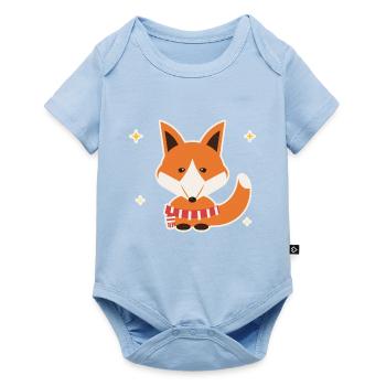 Fuchs mit Winterschal - Baby Premium Kurzarmbody - Hellblau - Vorne