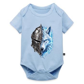 Spektraler Wolf und Ritterhelm – Fantasie - Baby Premium Kurzarmbody - Hellblau - Vorne