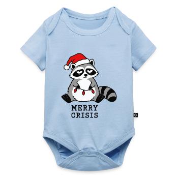 Merry Crisis Lustiges Weihnachts-Waschbär-Meme - Baby Premium Kurzarmbody - Hellblau - Vorne